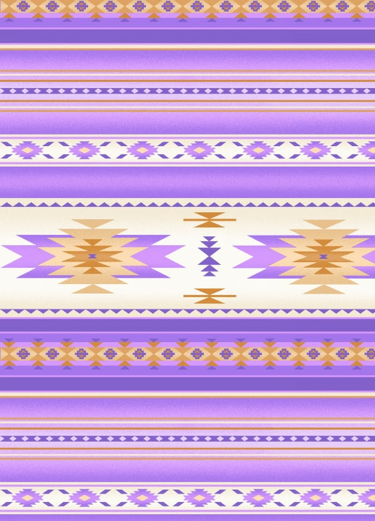 Tucson Aztec Southwestern Native American Stripe Lavender Elizabeth's Studio Cotton Fabric ES-201-LAV