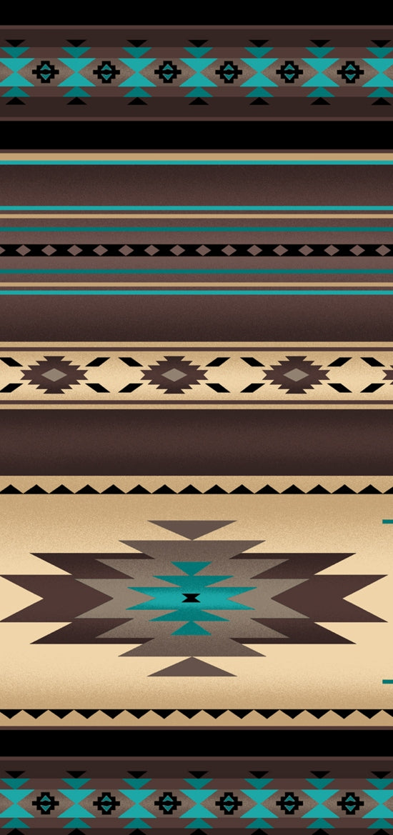 Tucson Aztec Southwestern Native American Stripe Sepia Brown Elizabeth's Studio Cotton Fabric ES-201-SEPIA