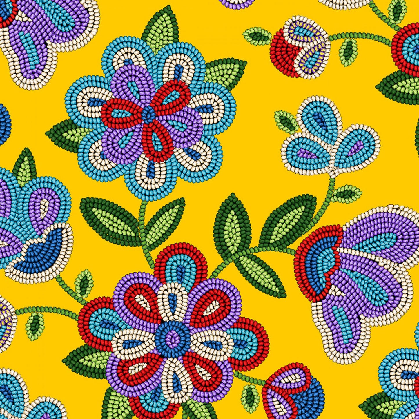 Tucson Beaded Floral Gold Elizabeth's Studio Cotton Fabric ES-449-GLD