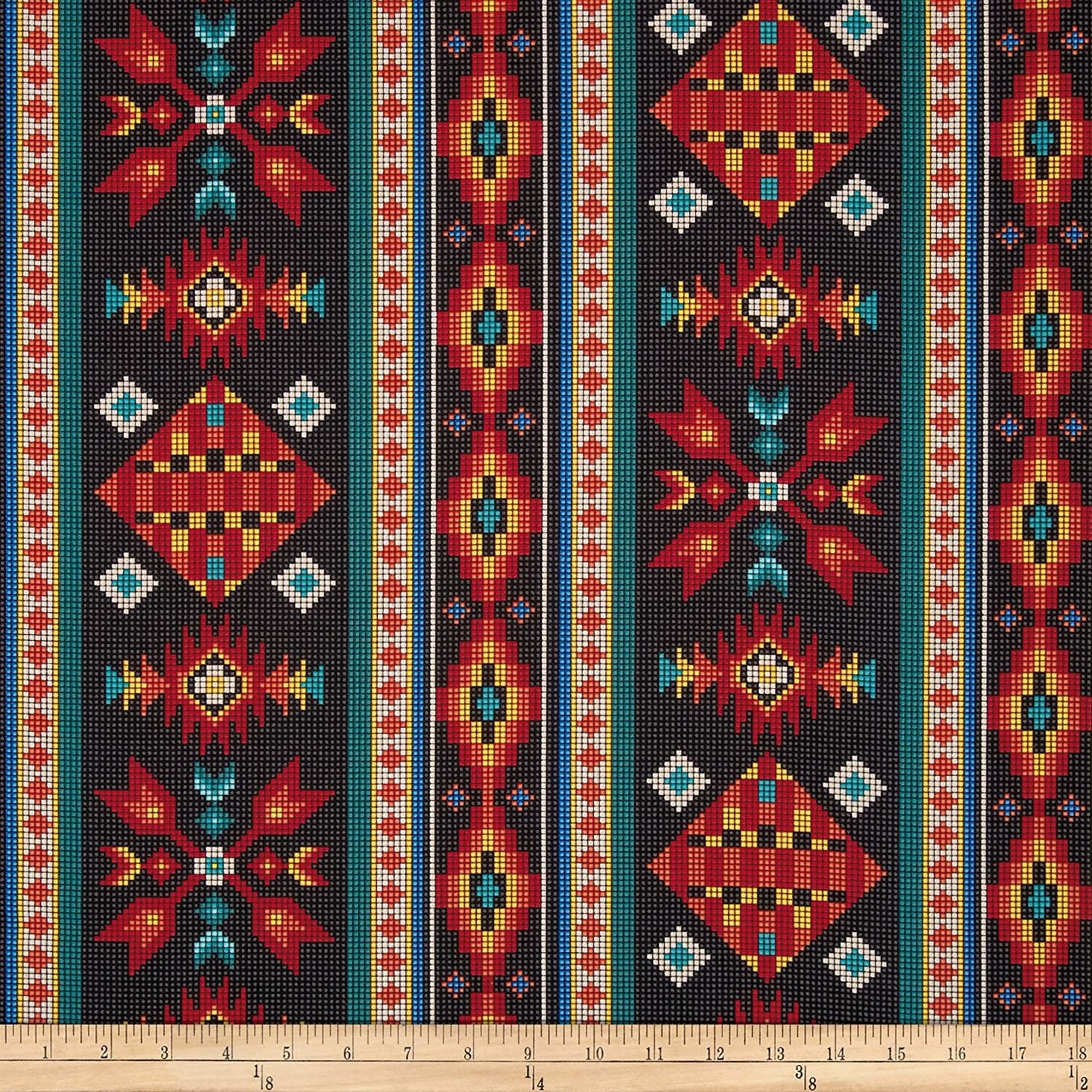 Tucson Beaded Stripe Black Elizabeth's Studio Cotton Fabric ES-450 BLK