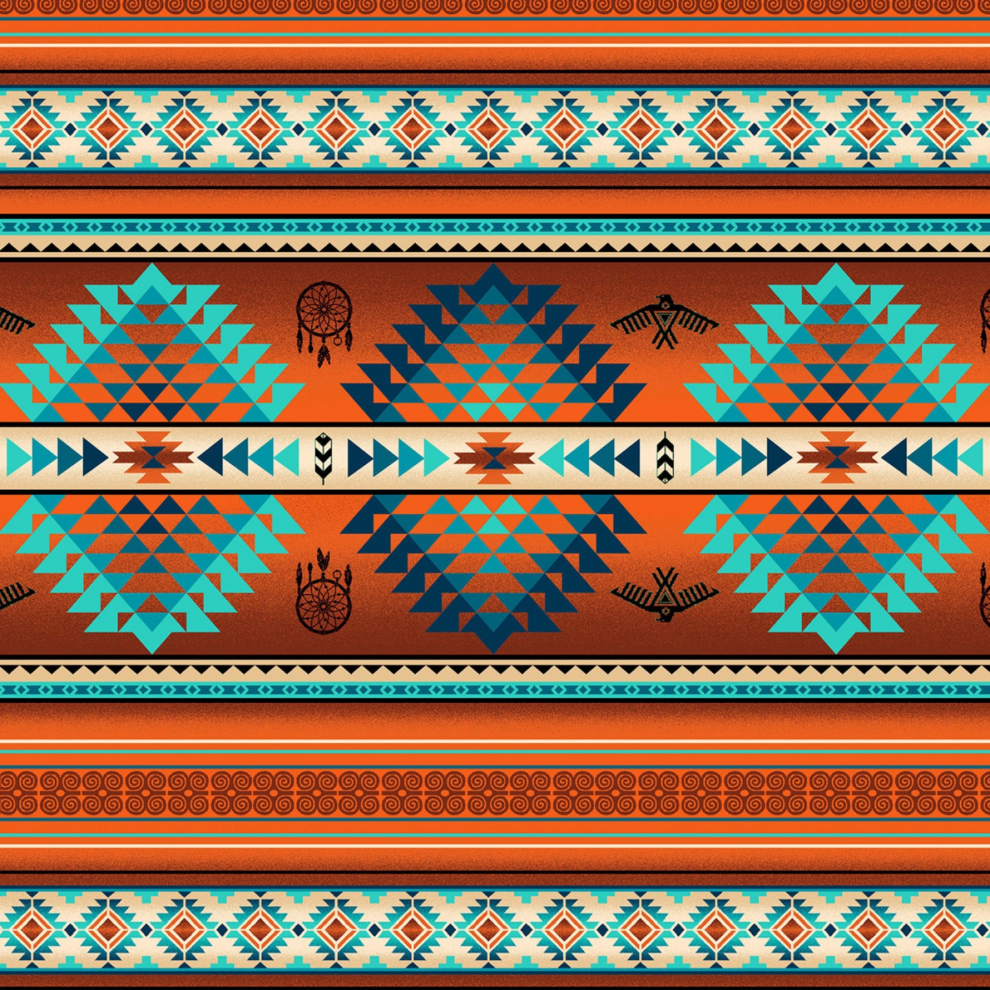 Tucson Diamond Stripe Copper Orange Elizabeth's Studio Cotton Fabric ES-536-Copper