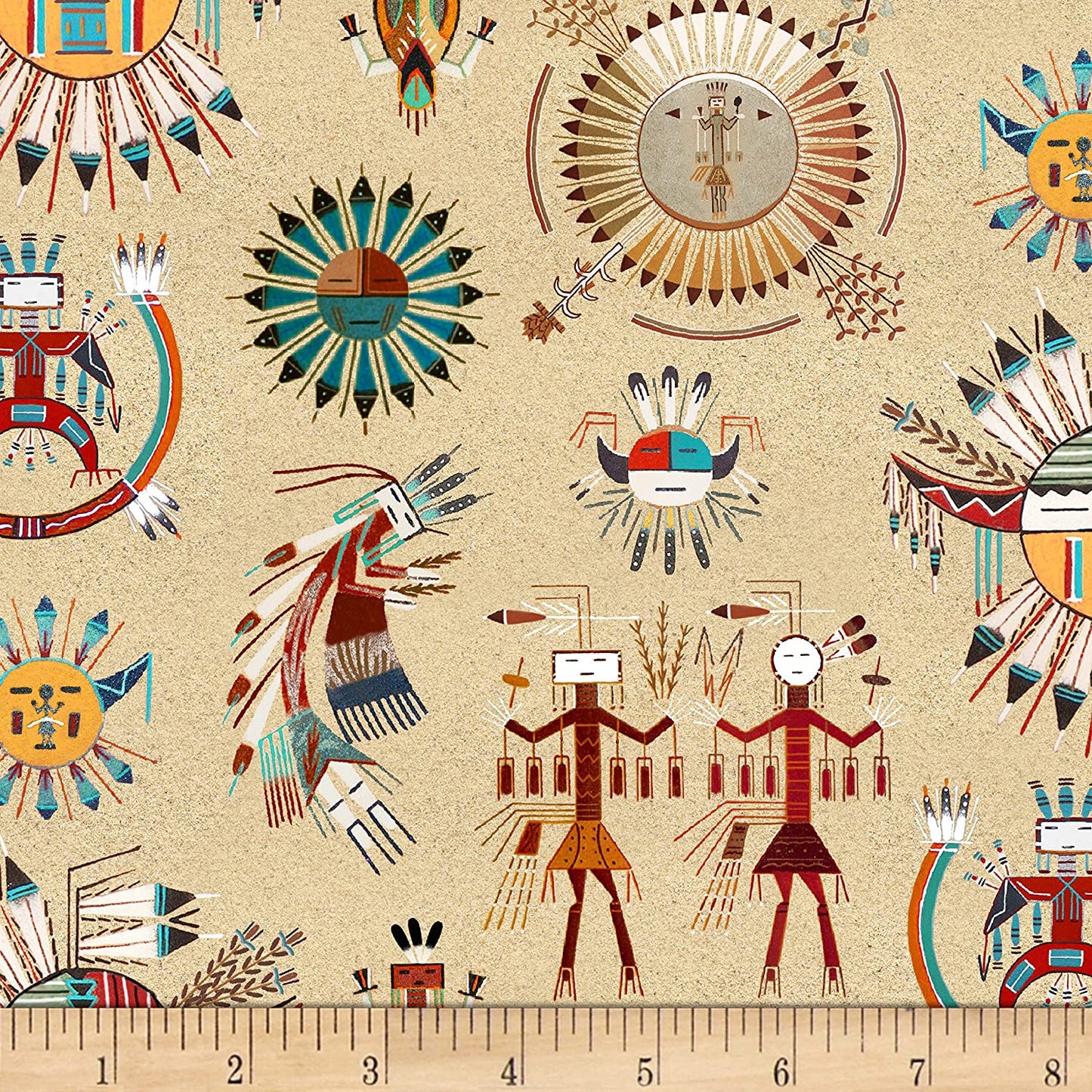 Tucson Native Painting Sand Elizabeth's Studio Cotton Fabric ES-549-Sand