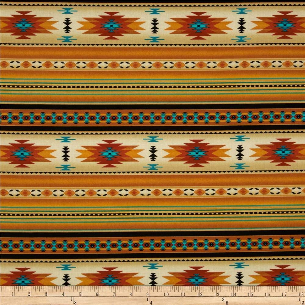 Tucson Stone Native American Gold Elizabeth's Studio Cotton Fabric ES-201 Gold