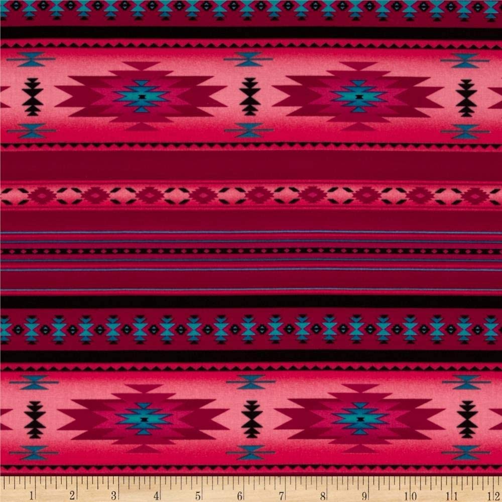 Tucson Stone Aztec Southwestern Native American Stripe Pink Elizabeth's Studio Cotton Fabric ES-201 Pink