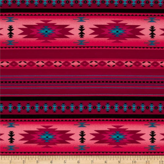 Tucson Stone Aztec Southwestern Native American Stripe Pink Elizabeth's Studio Cotton Fabric ES-201 Pink