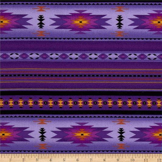 Tucson Aztec Southwestern Native American Stripe Purple Elizabeth's Studio Cotton Fabric ES 201 Purple