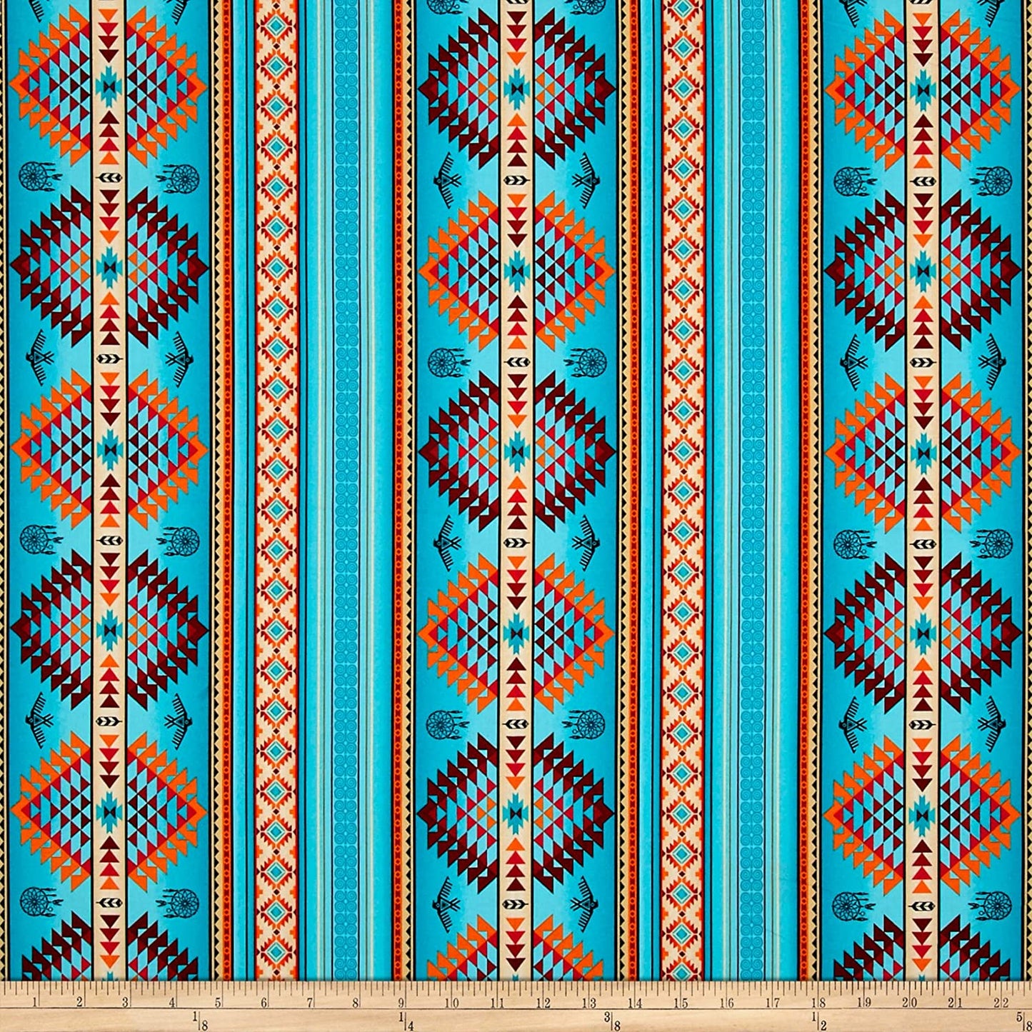 Tucson Stripe Turquoise Elizabeth's Studio Cotton Fabric ES-536 Turq