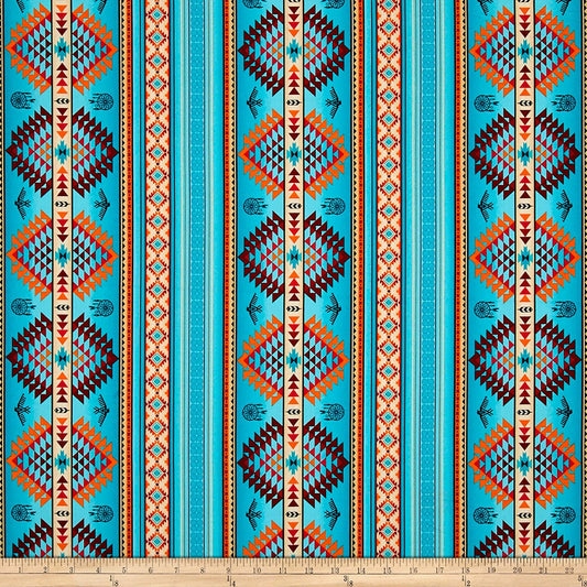 Tucson Stripe Turquoise Elizabeth's Studio Cotton Fabric ES-536 Turq