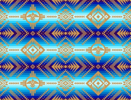 Tucson Thunderbird Blue Elizabeth's Studio Cotton Fabric