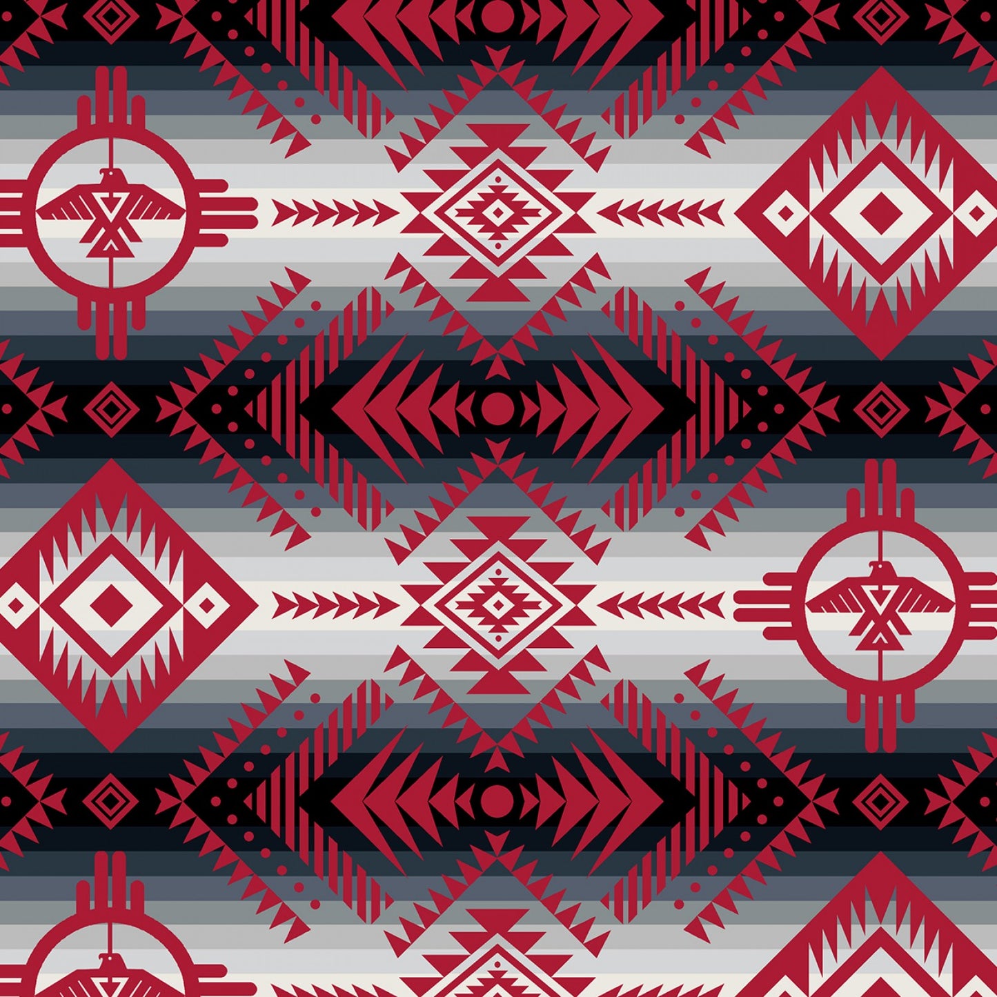 Tucson Thunderbird Cherry Red Elizabeth's Studio Cotton Fabric ES-647-CHERRY
