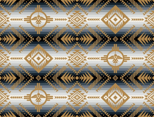 Tucson Thunderbird Gray Elizabeth's Studio Cotton Fabric ES-647 Gray
