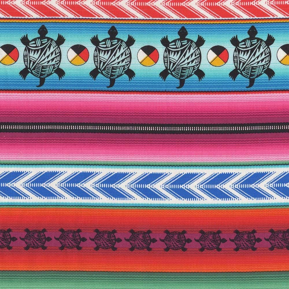 Tucson Turtle Multi Stripe Elizabeth's Studio Cotton Fabric ES-558 Multi