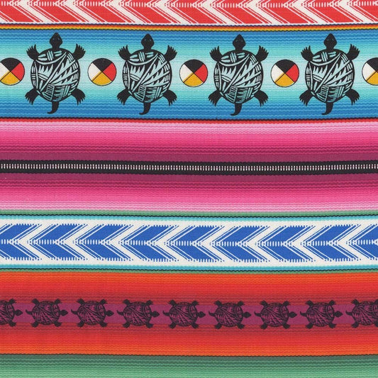 Tucson Turtle Multi Stripe Elizabeth's Studio Cotton Fabric ES-558 Multi