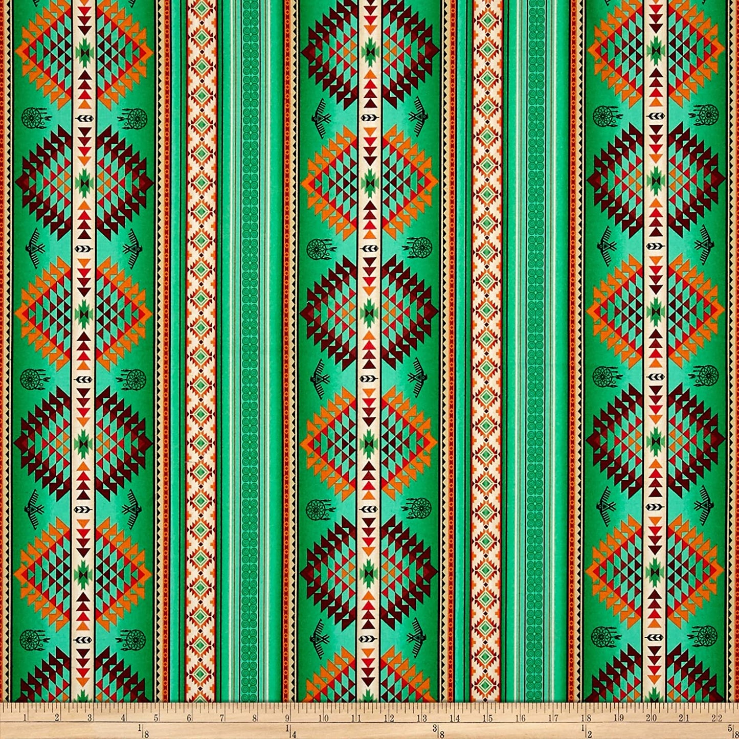 Tucson Stripes Geo Green Elizabeth's Studio Cotton Fabric