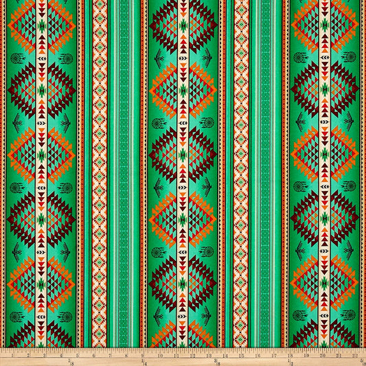Tucson Stripes Geo Green Elizabeth's Studio Cotton Fabric