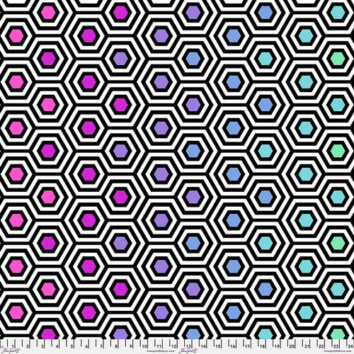 Tula's True Colors 108" Wide Back Rainbow Hexy XL Ink Black Tula Pink Free Spirit Cotton Fabric