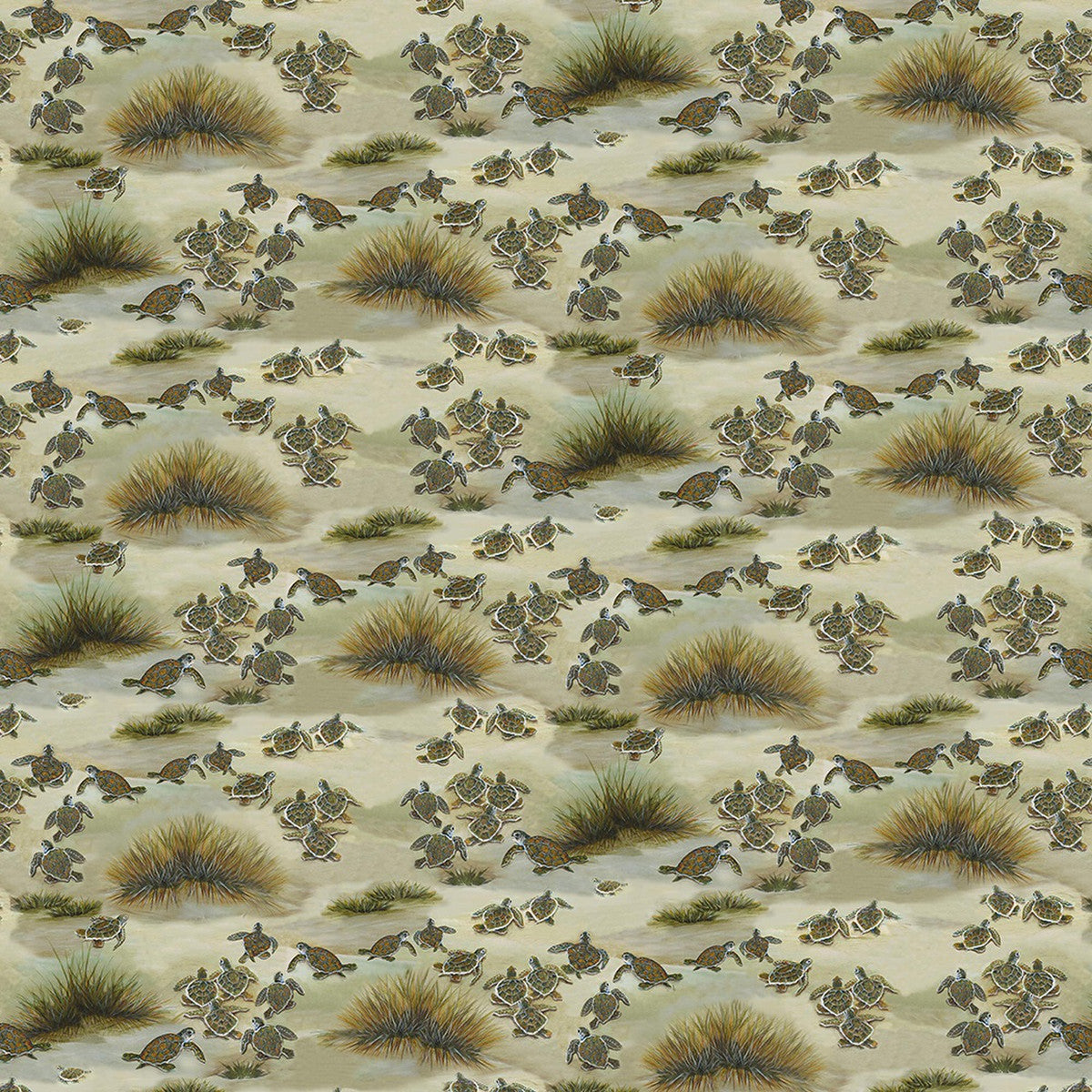 Turtle March Bale of Turtles Sand Beige Lisa Marie Sparling Henry Glass Cotton Fabric HG-1144-31