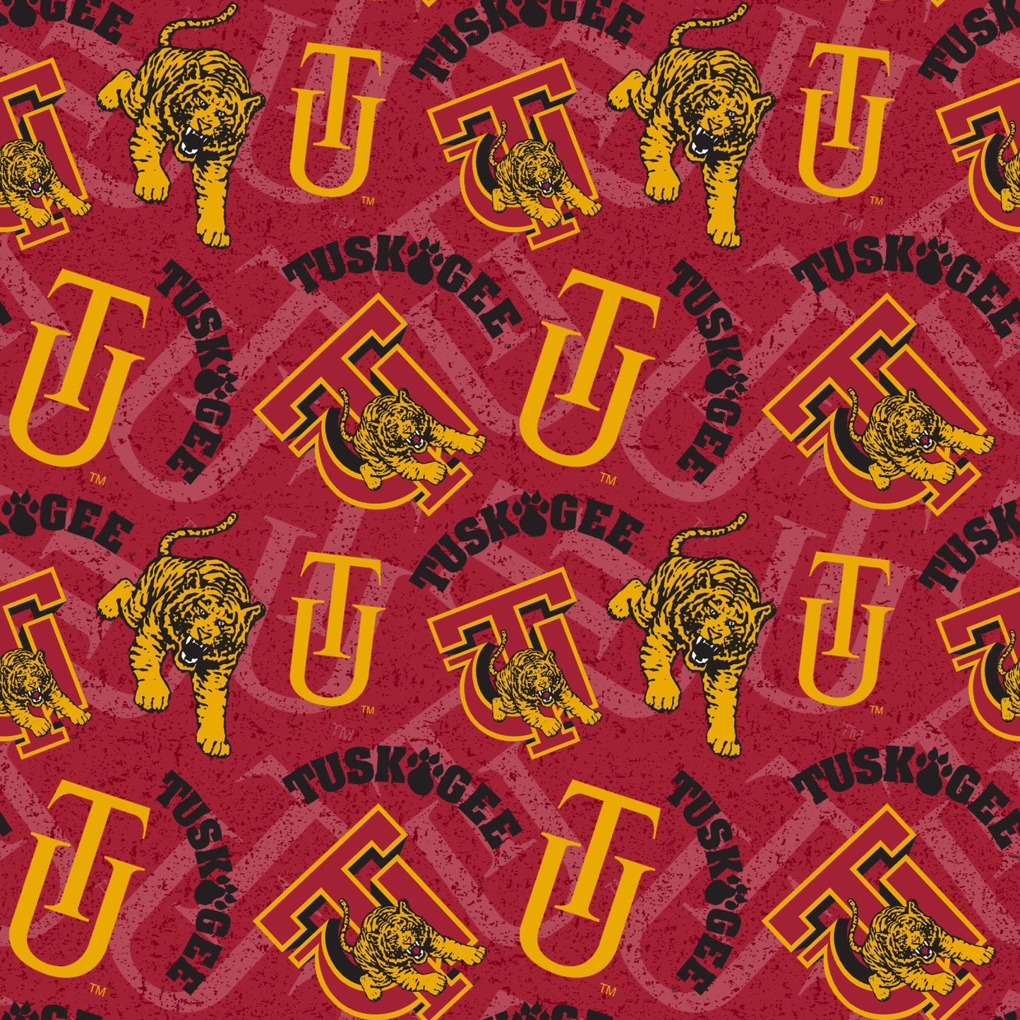 Tuskegee Golden Tigers NCAA Tone on Tone Design Sykel Enterprises Cotton Fabric SYK-TUSK-1178