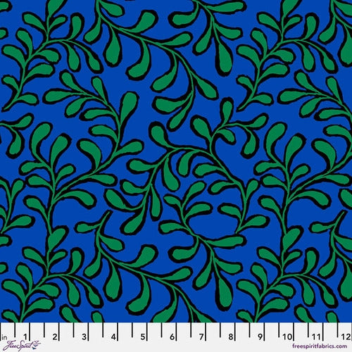 Twig Blue Philip Jacobs February 2023  Kaffe Fassett Collective Free Spirit Cotton fabric FS-PPWGP196.BLUE
