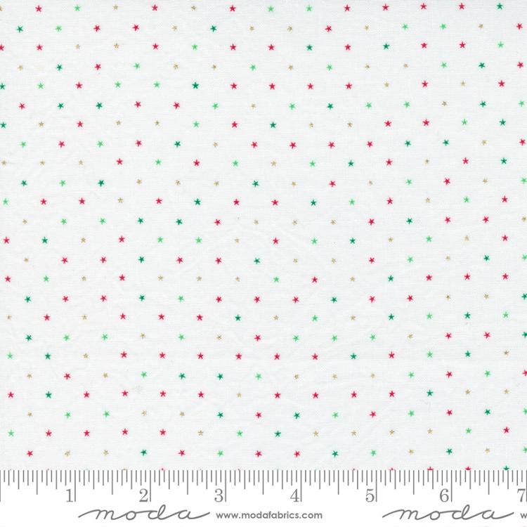Twinkle Metallic Stars Christmas White April Rosenthal Prairie Grass Moda Cotton Fabric MD-24106-32M