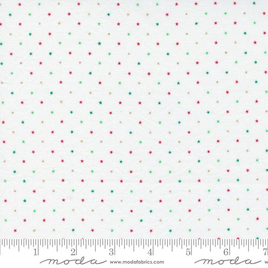 Twinkle Metallic Stars Christmas White April Rosenthal Prairie Grass Moda Cotton Fabric MD-24106-32M
