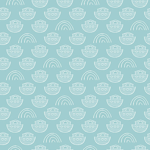 Two By Two Allover Ark Blue Caverly Smith 3 Wishes Cotton Fabric