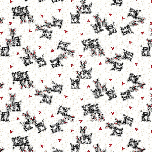 Two By Two Zebras White Leanne Anderson and Kaytlyn Kuebler Henry Glass Cotton Fabric HG-1752-01