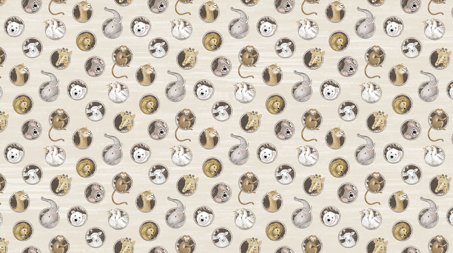 Two by Two Porthole Toss Light Taupe Multi Deborah Edwards Northcott Fabrics Cotton Fabric NC-28714-12