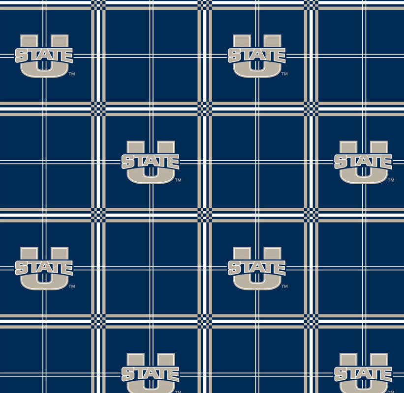 Utah State Aggies NCAA College Plaid Sykel Enterprises Cotton Flannel Fabric USU-023