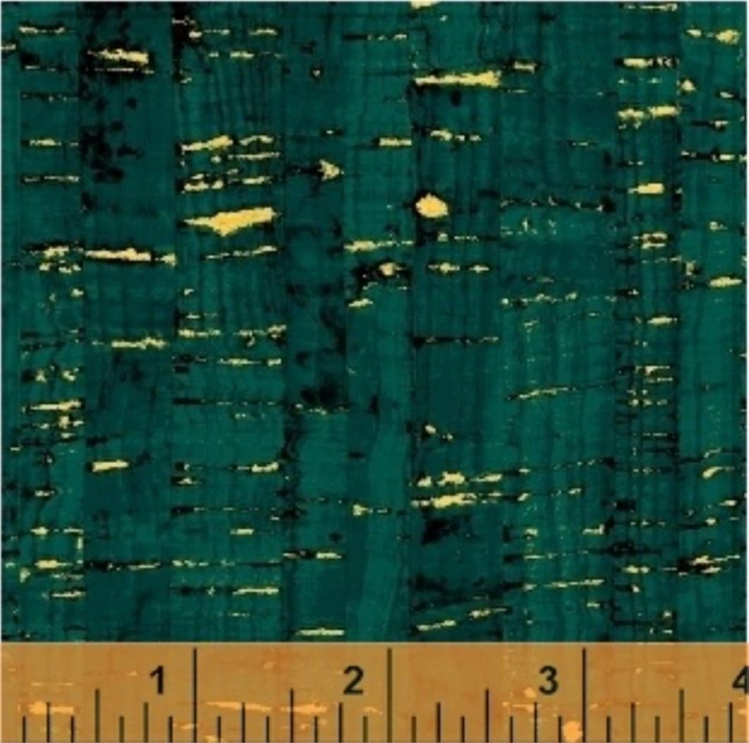 Uncorked Blue Spruce Seaweed Green Metallic Thread Windham Cotton Fabric WF-50107M-34