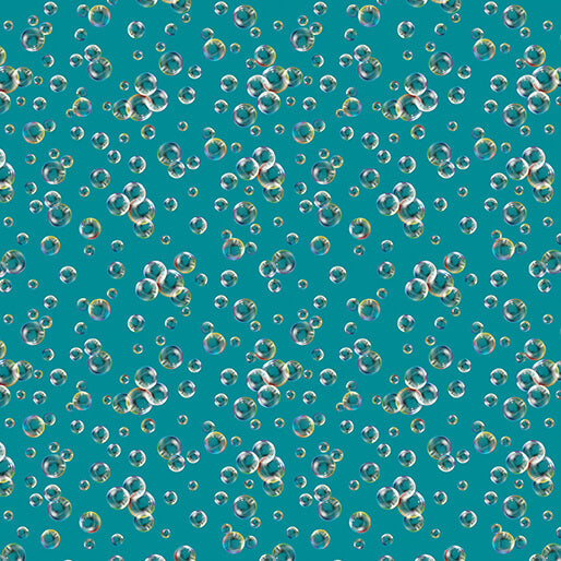 Under The Sea Bubbles Teal Skyline Studio Benartex Cotton Fabric BE-16534-84