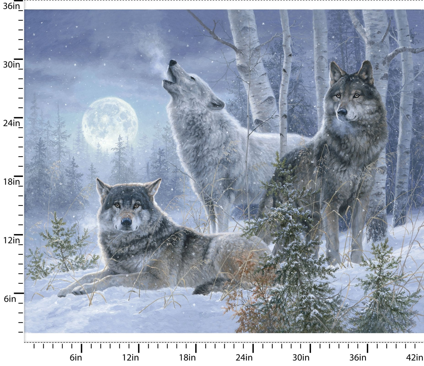 Under the Moonlight Panel 36" Abraham Hunter 3 Wishes Cotton Fabric 3W-23770-PNL