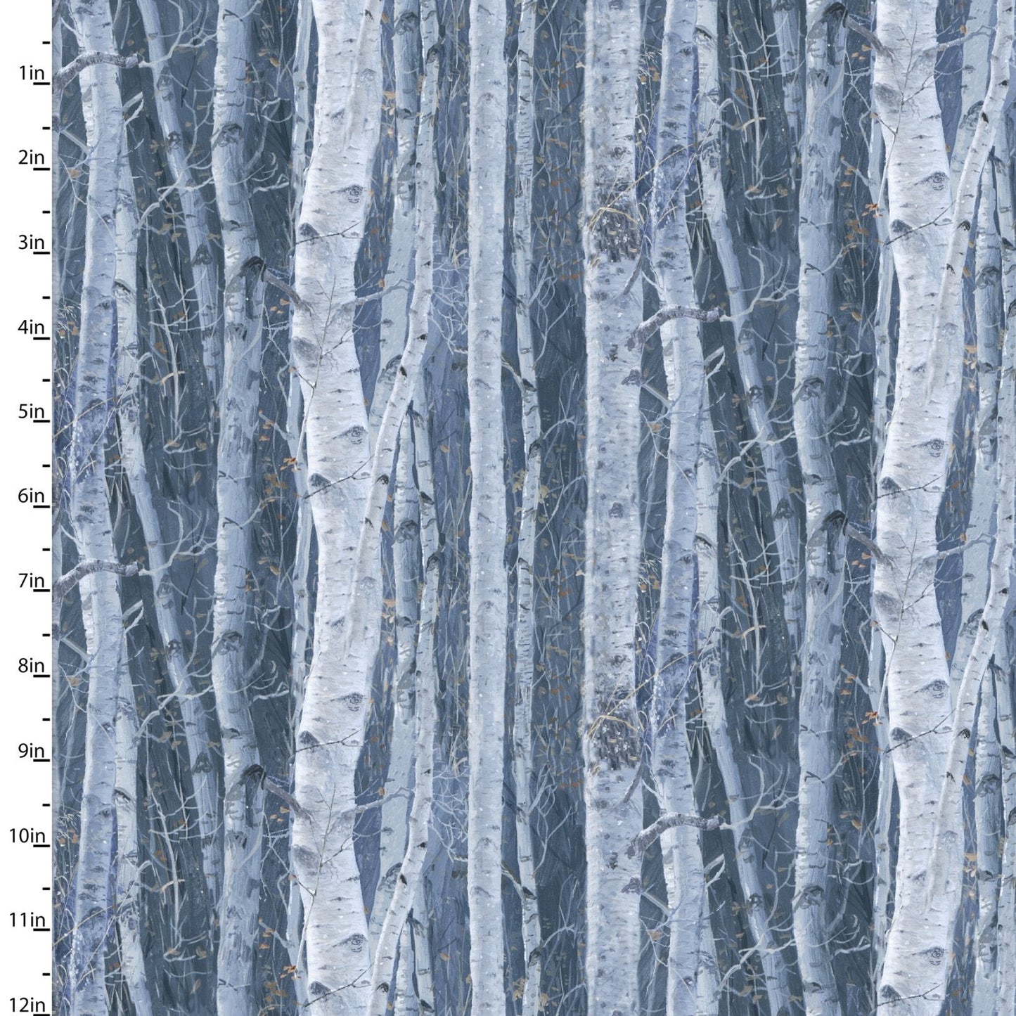 Under the Moonlight Winter Birch Blue Abraham Hunter 3 Wishes Cotton Fabric 3W-23767-BLU