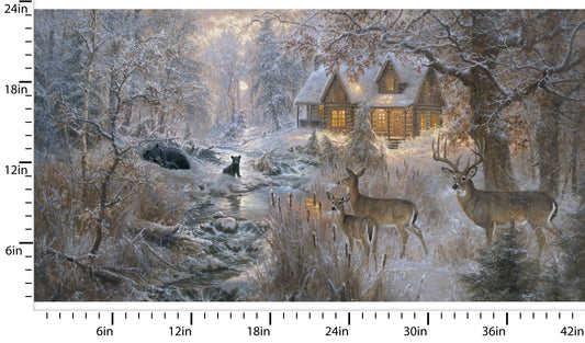 Under the Moonlight Winter Glow Panel 24" Abraham Hunter 3 Wishes Cotton Fabric 3W-23769-PNL