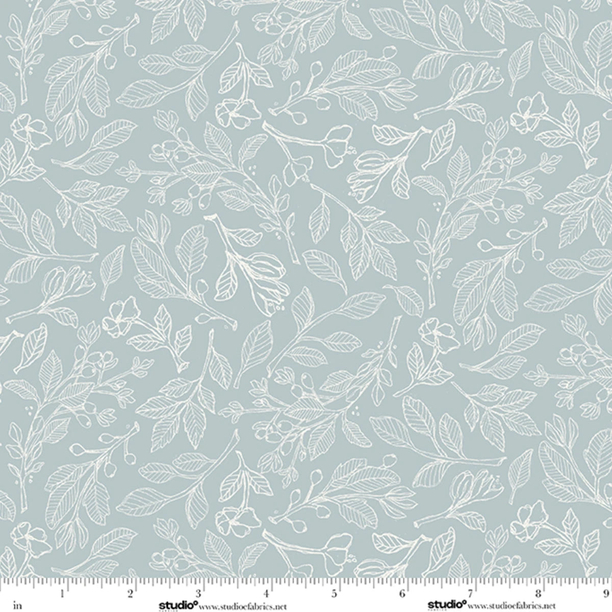 Unexpected Red Fineline Floral Leaves Slate Rebecca Canale Studio E Cotton Fabric SE-9279-11
