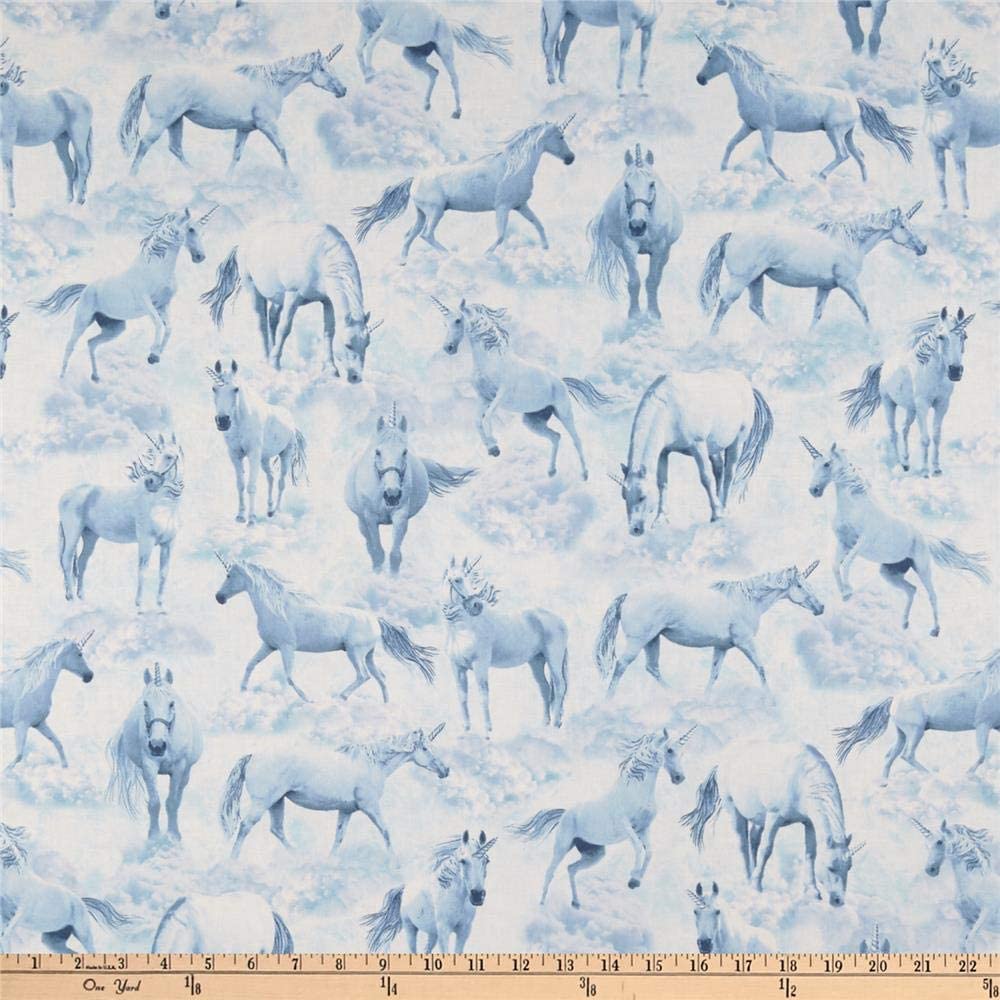 Unicorns Blue Timeless Treasures Cotton Fabric