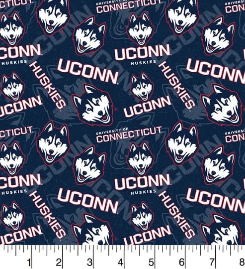 Connecticut Huskies NCAA College Tone on Tone Design Cotton Fabric CON-1178 | US Fabric Shop