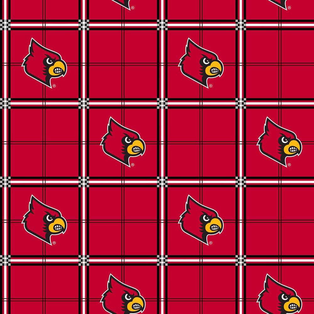 Louisville Cardinals NCAA College Plaid Sykel FLANNEL Cotton Fabric LOU-023