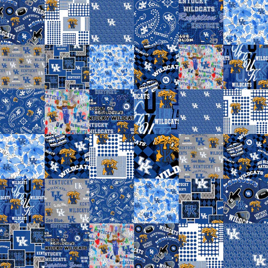 Kentucky Wildcats NCAA College Cheater Quilt Allover 60" Sykel Cotton Fabric SYK-KY-1363