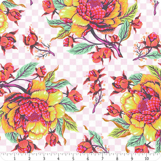 Untamed Peony for your Thoughts Neon Lunar Tula Pink Free Spirit Cotton Fabric