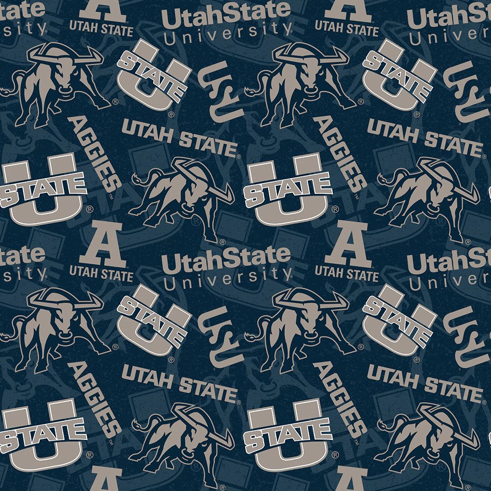 Utah State Aggies NCAA College Tone on Tone Sykel Cotton Fabric USU-1178