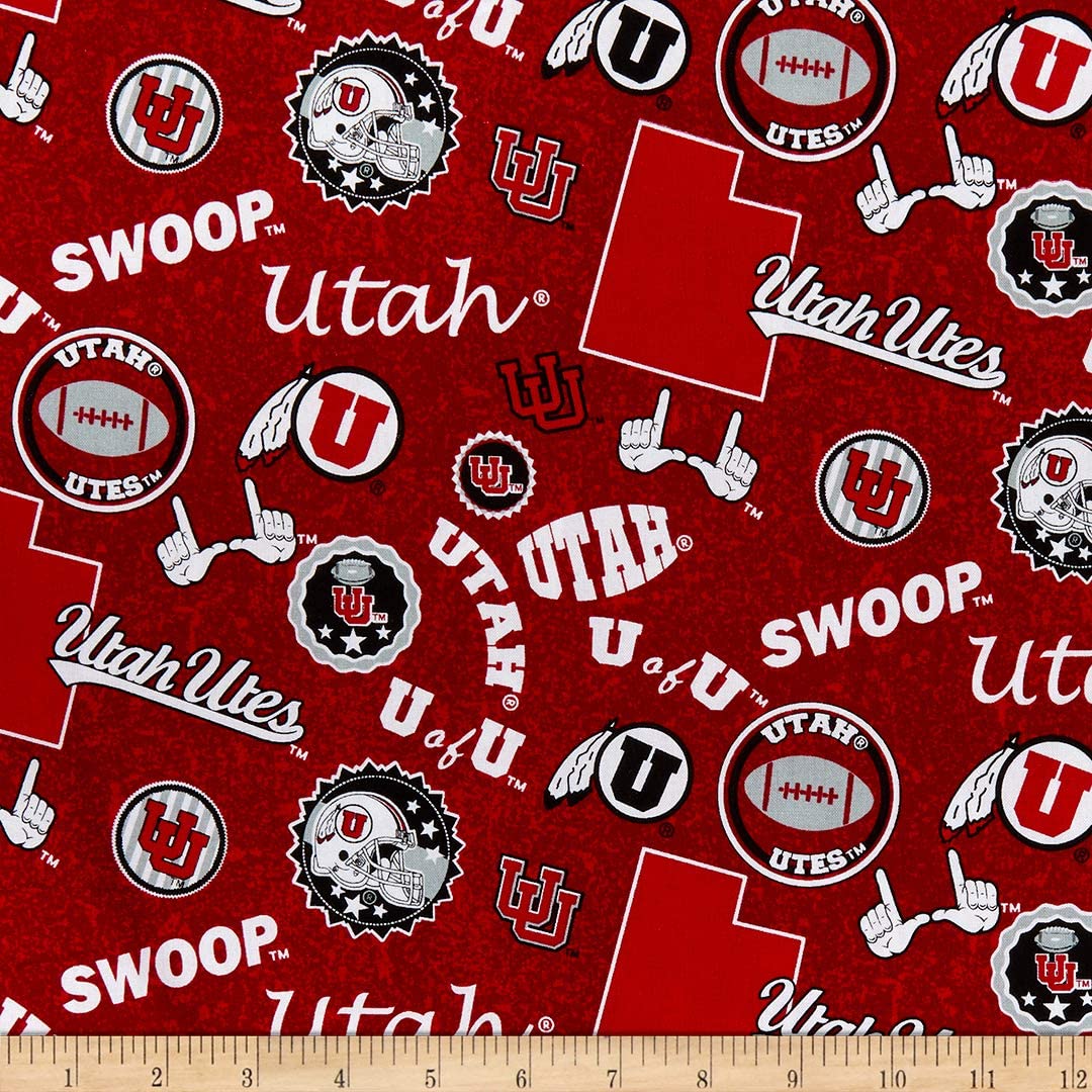 Utah Utes NCAA College Home State Sykel Cotton Fabric UTA-1208