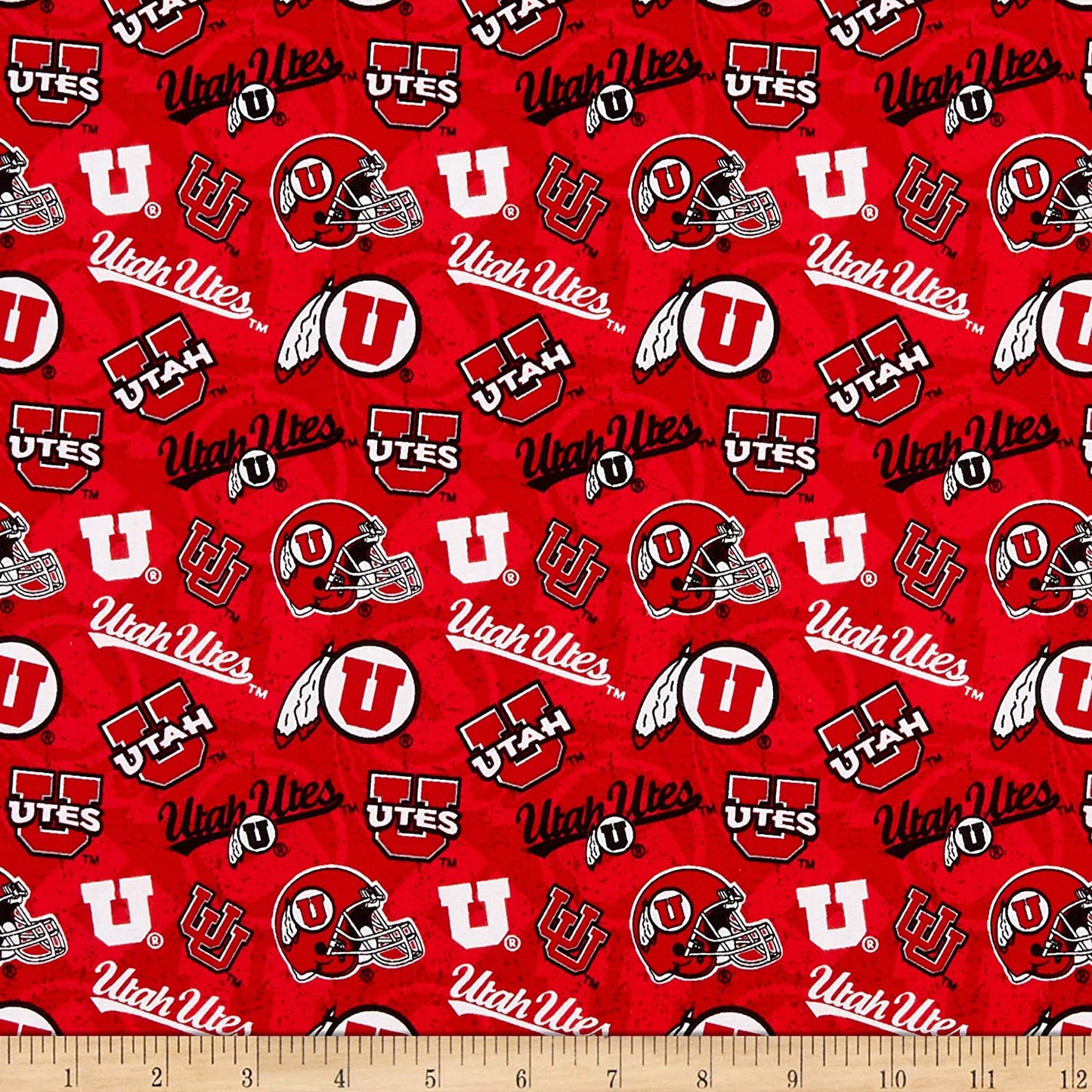 Utah Utes NCAA College Tone on Tone Sykel Cotton Fabric UTA-1178
