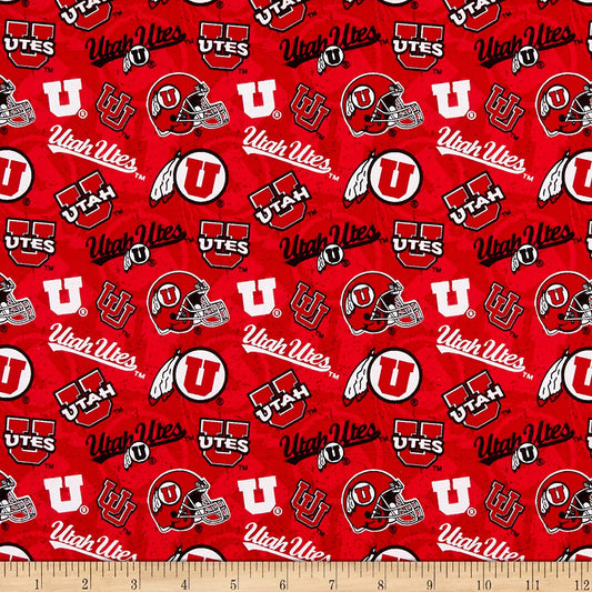 Utah Utes NCAA College Tone on Tone Sykel Cotton Fabric UTA-1178