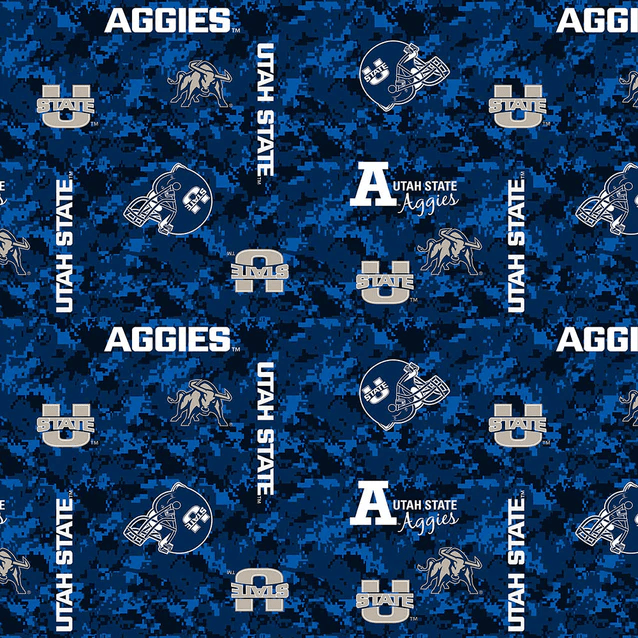 Utah State Aggies NCAA College Digital Camo Sykel Enterprises Polyester Fleece Fabric USU-1122 | US Fabric Shop