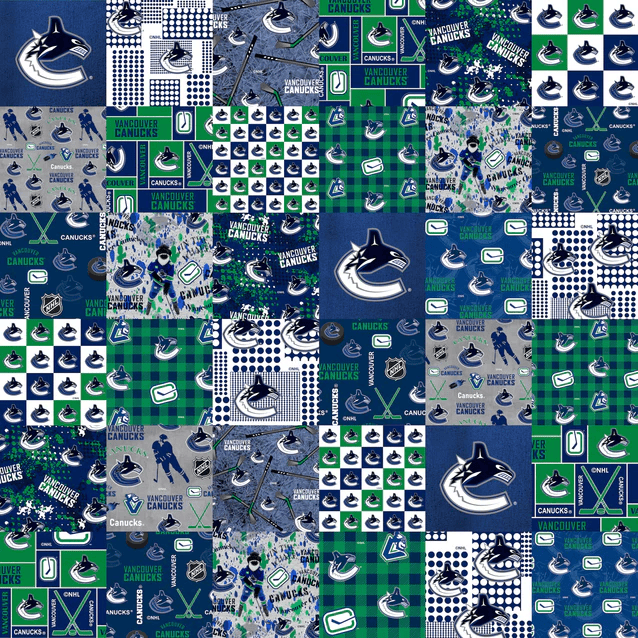 Vancouver Canucks NHL Hockey Cheater Quilt Allover Sykel Enterprises Cotton Fabric NHL-1363-VAN | US Fabric Shop