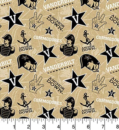 Vanderbilt Commodores NCAA College Tone on Tone Sykel Cotton Fabric VAN-1178