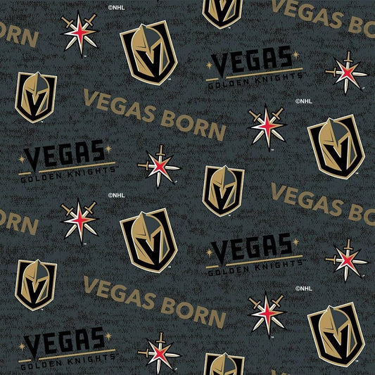 Vegas Golden Knights NHL Hockey Vegas Born Sykel Enterprises Cotton Fabric NHL-1194 KNI