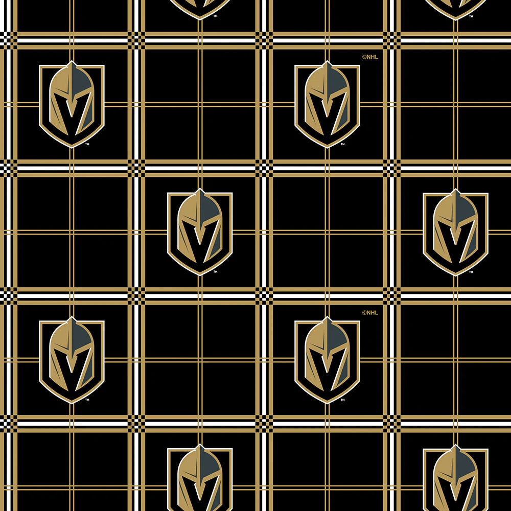 Vegas Golden Knights NHL Hockey Plaid FLANNEL Sykel Enterprises Cotton Fabric NHL-023-KNI