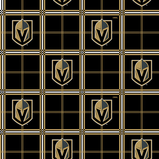 Vegas Golden Knights NHL Hockey Plaid FLANNEL Sykel Enterprises Cotton Fabric NHL-023-KNI
